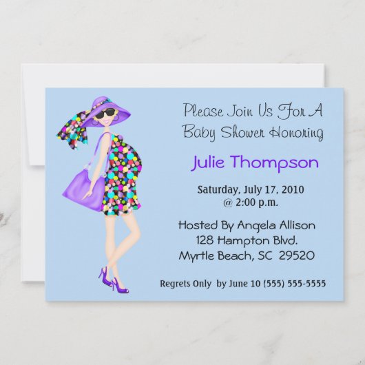 Winkelen Zwanger Mam Baby shower Uitnodiging (Achterkant)