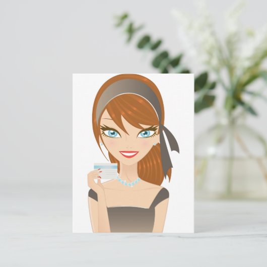 Winkelend Meisje Briefkaart (Staand voorkant)