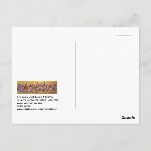 Winkelend winkelwagentje Tango #130109 Briefkaart (Achterkant)