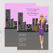 Winkelende Blonde Meisjes Uitnodiging (Voorkant / Achterkant)