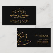 Winkelende Gold Lotus Flower Line art Visitekaartje (Voorkant / Achterkant)
