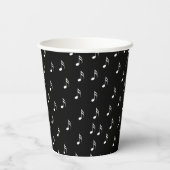 Winkelende Happy White kat loopt op Piano Notes Papieren Bekers (Achterkant)