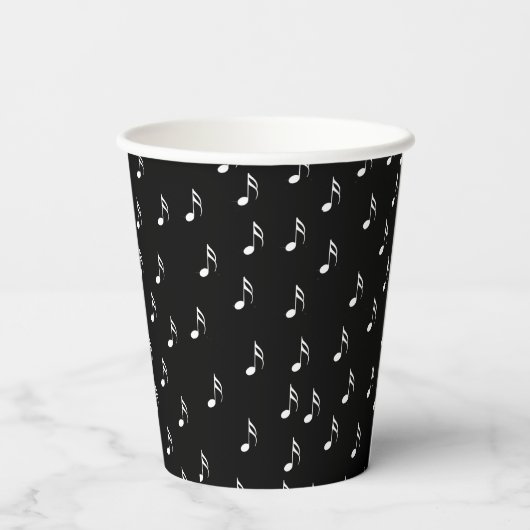 Winkelende Happy White kat loopt op Piano Notes Papieren Bekers (Achterkant)