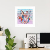 Winkelende meisjes in Parijs Poster (Thuiskantoor)