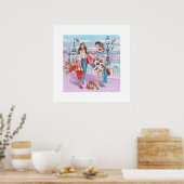 Winkelende meisjes in Parijs Poster (Keuken)