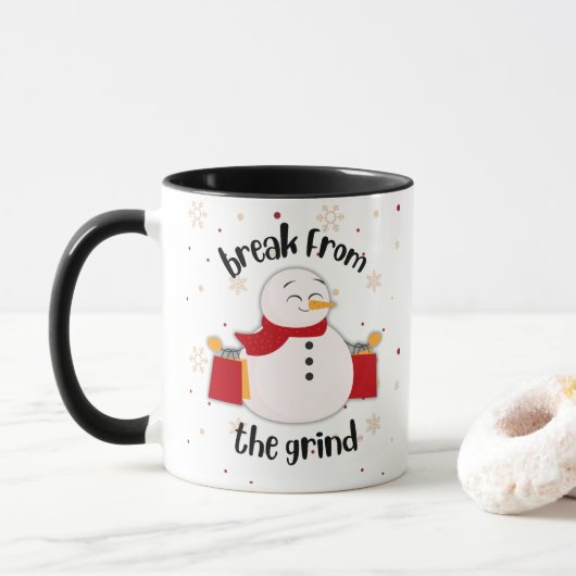 Winkelende Sneeuwman Koffiemok Mok (Met donut)
