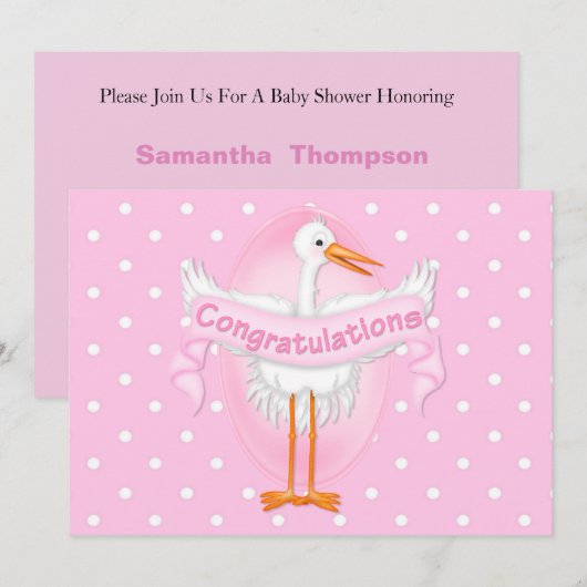 Winkelfelicitaties Baby shower uitnodiging (Voorkant / Achterkant)