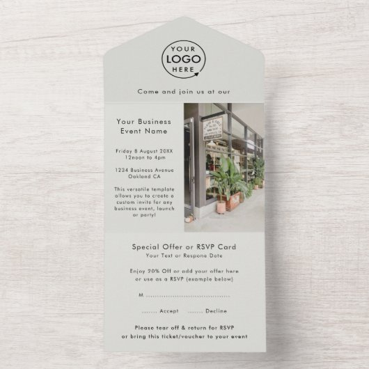 Winkelgebeurtenis | Gray Modern Foto Business Star All In One Uitnodiging (Binnen)