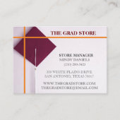 Winkelier Sinaasappel & Wijnkleur Graduation Cap Visitekaartje (Voorkant)