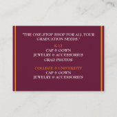 Winkelier Sinaasappel & Wijnkleur Graduation Cap Visitekaartje (Achterkant)