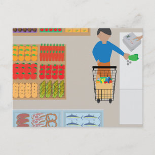 Winkelier uit een kruidenierswinkel briefkaart