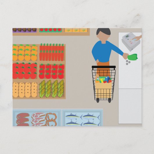 Winkelier uit een kruidenierswinkel briefkaart (Voorkant)
