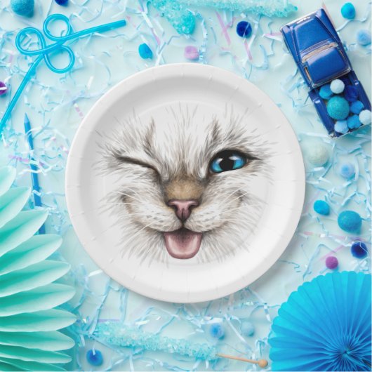 Winkelkat Papieren Bordje (Feest)