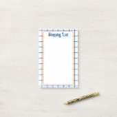 Winkellijst Blauw Sinaasappel Vierkant Raster Boho Post-it® Notes (Op bureau)