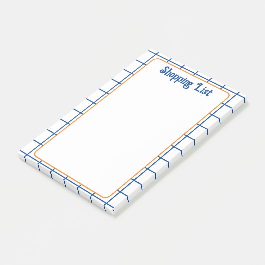 Winkellijst Blauw Sinaasappel Vierkant Raster Boho Post-it® Notes (Schuin)