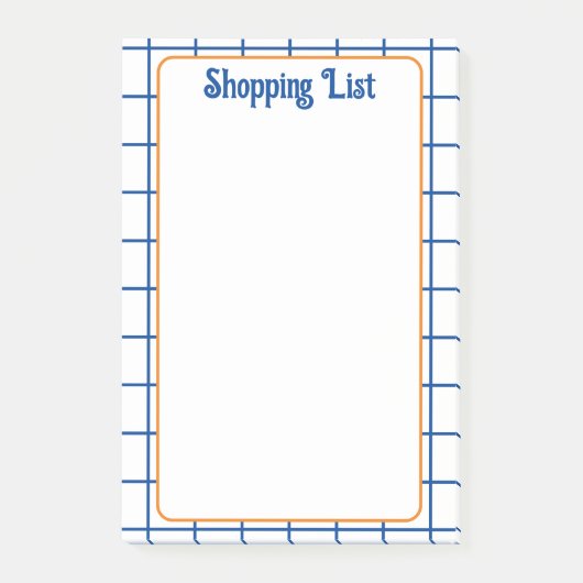 Winkellijst Blauw Sinaasappel Vierkant Raster Boho Post-it® Notes (Voorkant)