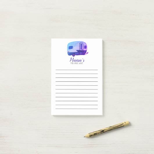 winkellijst voor Camper-aanhangwagen Post-it® Notes (Op bureau)