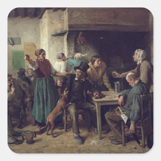 Winkelmaandag 1858 vierkante sticker (Voorkant)