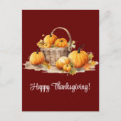 Winkelmand met pompoenen Happy Thanksgiving Feestdagenkaart (Voorkant)