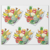 Winkelmandje voor supermarkten cadeaupapier (Vlak)