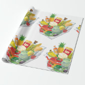 Winkelmandje voor supermarkten cadeaupapier (Uitgerold)