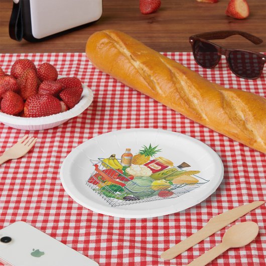 Winkelmandje voor supermarkten papieren bordje