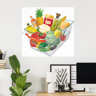 Winkelmandje voor supermarkten poster