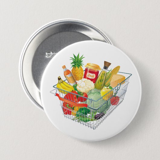 Winkelmandje voor supermarkten ronde button 7,6 cm (Voorkant /achterkant)