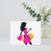 winkelmeisje met tassen briefkaart (Staand voorkant)