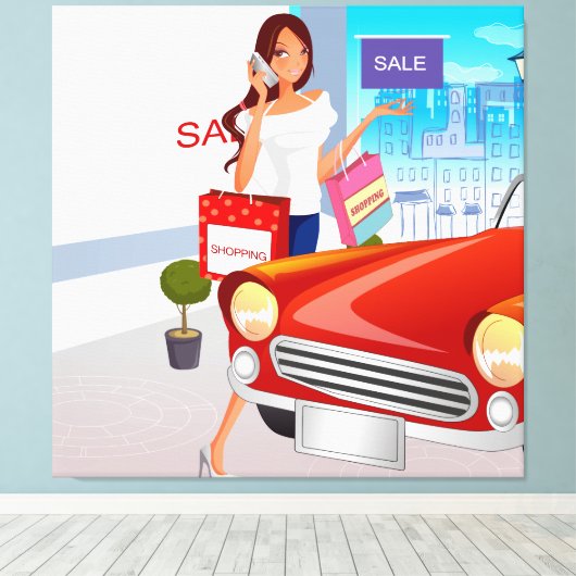 Winkelmeisje verpakt canvas (Insitu (Houten vloer))