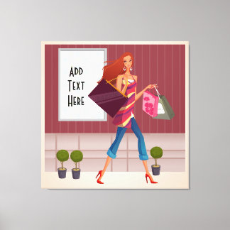 Winkelmeisje verpakt canvas afdruk