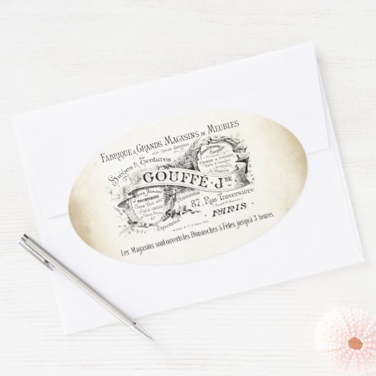 Winkelnaam van Franse afdeling Ovale Sticker (Envelop)
