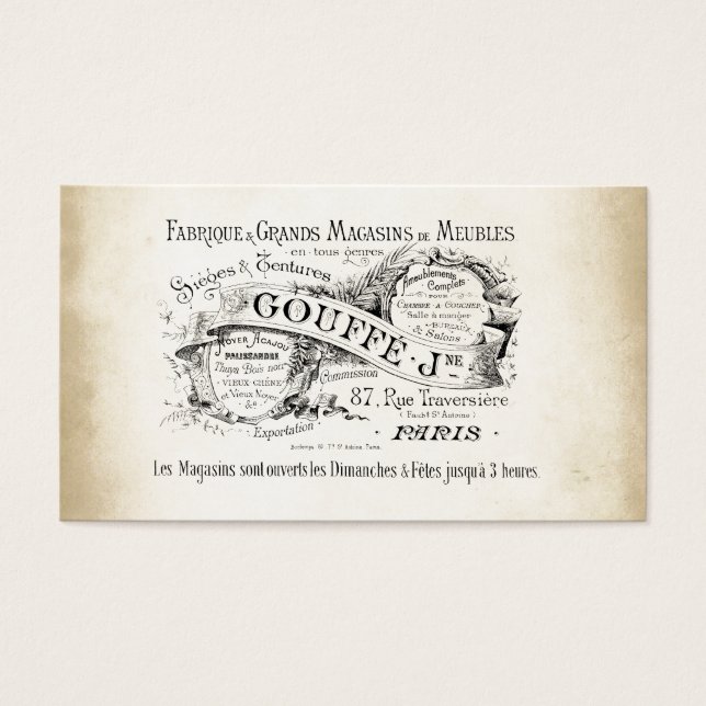Winkelnaam van Franse afdeling Visitekaartje (Voorkant)
