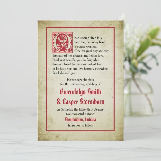 Winkelpagina |  sprookje Sla datum op Save The Date (Staand voorkant)