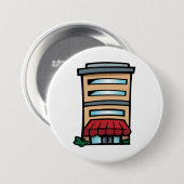 Winkelpand en kantoorgebouw ronde button 7,6 cm (Voorkant /achterkant)
