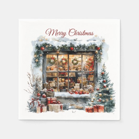 Winkelraam Kerstwinkel Servet (Voorkant)