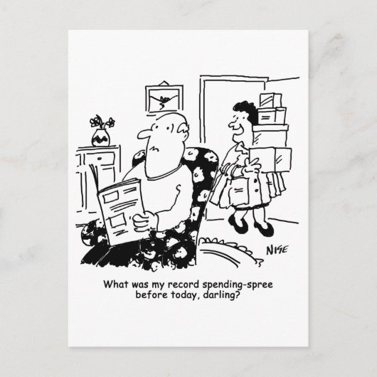 Winkelreis. Record uitgaven. Overbesteding bij win Briefkaart (Voorkant)