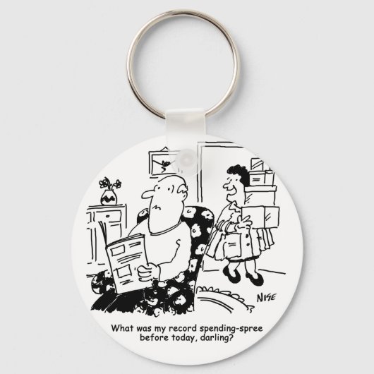 Winkelreis. Record uitgaven. Overbesteding bij win Sleutelhanger (Voorkant)