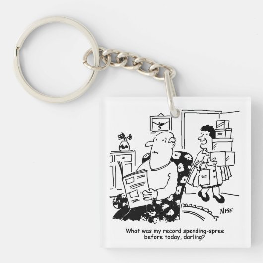 Winkelreis. Record uitgaven. Overbesteding bij win Sleutelhanger (voorkant)