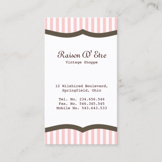  winkelroze streep visitekaartje (Voorkant)