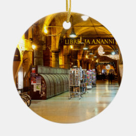 winkels onder een Portico in Bologna, Italië Keramisch Ornament