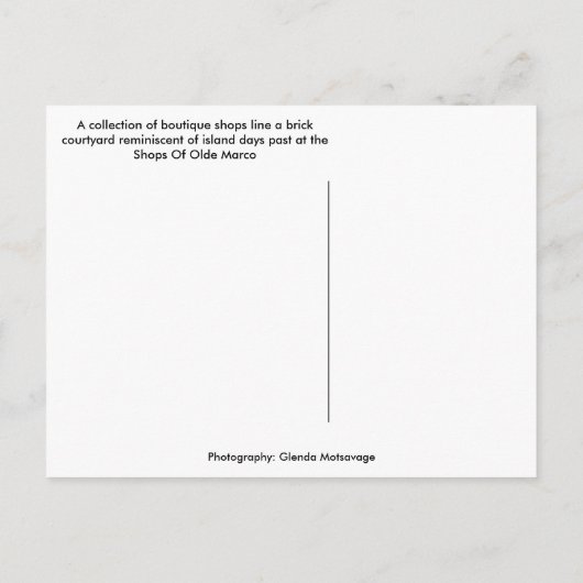winkels van Olde Marco - Marco Island Florida Briefkaart (Achterkant)