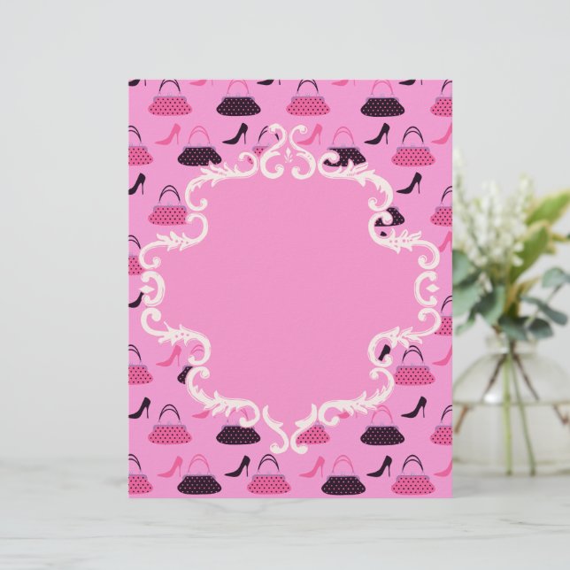 Winkelschoenen Handtas Roze Scrapbook Papier (Staand voorkant)