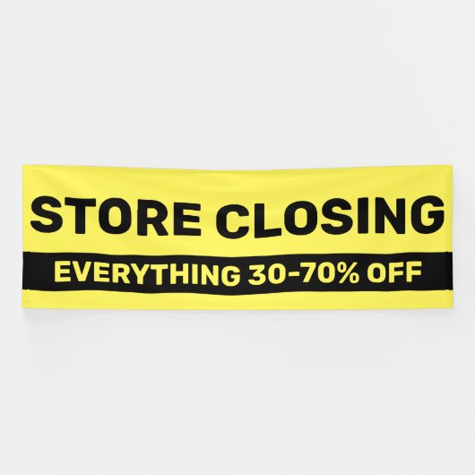 Winkelsluiting Afscheid van bedrijf Zwart-geel Spandoek (Horizontaal)