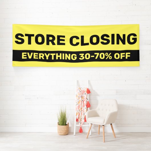 Winkelsluiting Afscheid van bedrijf Zwart-geel Spandoek (Insitu)