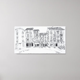 Winkelstraat Calle de Toledo, Madrid, Spanje Canvas Afdruk