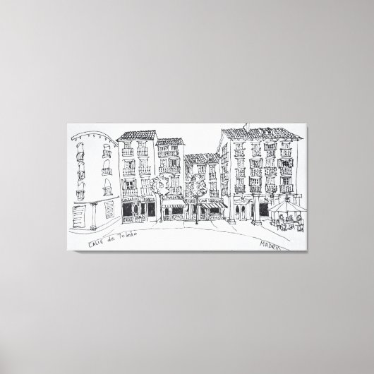 Winkelstraat Calle de Toledo, Madrid, Spanje Canvas Afdruk (Voorkant)