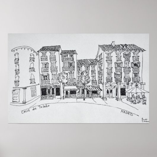 Winkelstraat Calle de Toledo, Madrid, Spanje Poster (Voorkant)