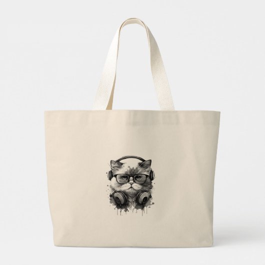 Winkeltas met kleurrijk Cat Afbeelding Grote Tote Bag (Achterkant)
