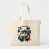 Winkeltas met kleurrijk Cat Afbeelding Grote Tote Bag (Voorkant)
